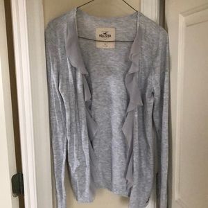 Hollister light gray cardigan w ruffles